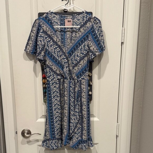 SO, Size M, Blue Patterned Women's Dress - Picture 1 of 2